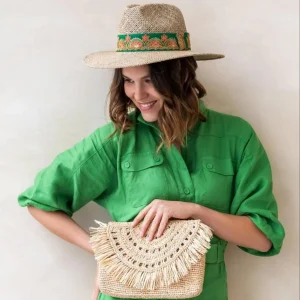 Chapeau de paille SOMBRERO Vert et Rosa MARADJI  RESTE TAILLE L !!