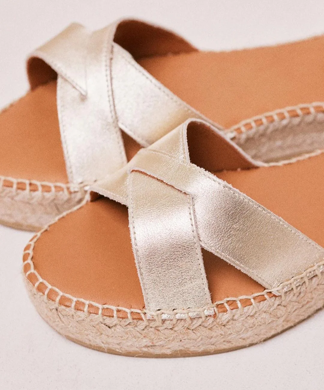 Espadrilles Catherine Cuir Grainé Champagne ODAJE ex M MOUSTACHE – Image 5