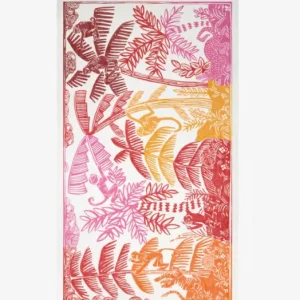 ETOLE Lin/ Coton 100 x 190  JUNGLE Rouge INOUI EDITIONS