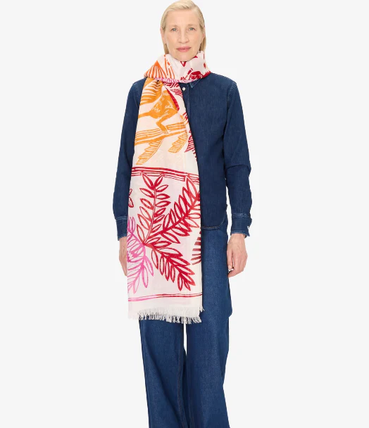 ETOLE Lin/ Coton 100 x 190 JUNGLE Rouge INOUI EDITIONS – Image 3