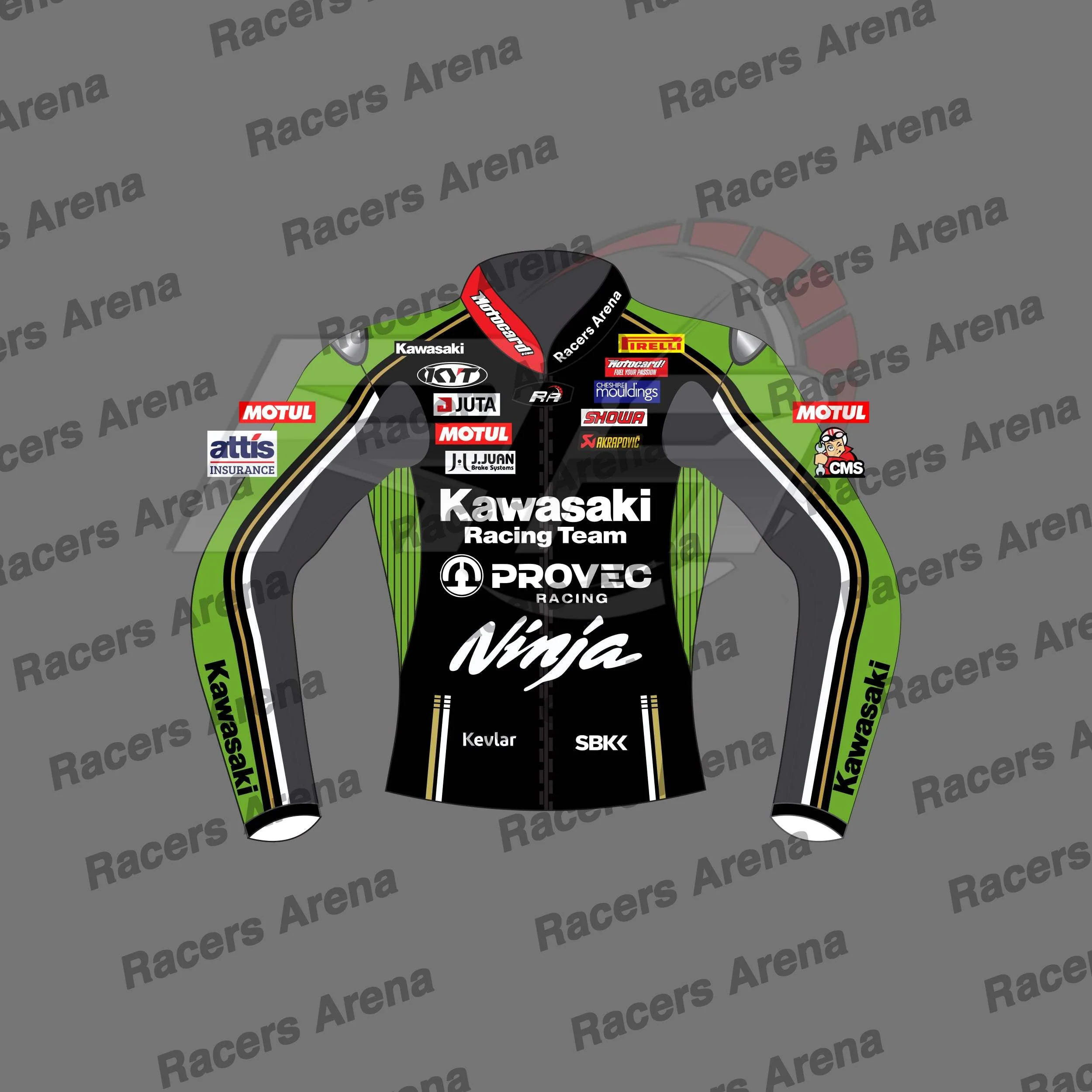 Veste de course en cuir de moto Alex Lowes Kawasaki Ninja WSBK 2024