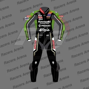 Combinaison de course en cuir pour moto Kawasaki Ninja WSBK 2024 d'Alex Lowes