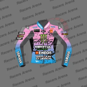 Veste de course en cuir de moto Fabio Quartararo Yamaha FrenchGP 2024