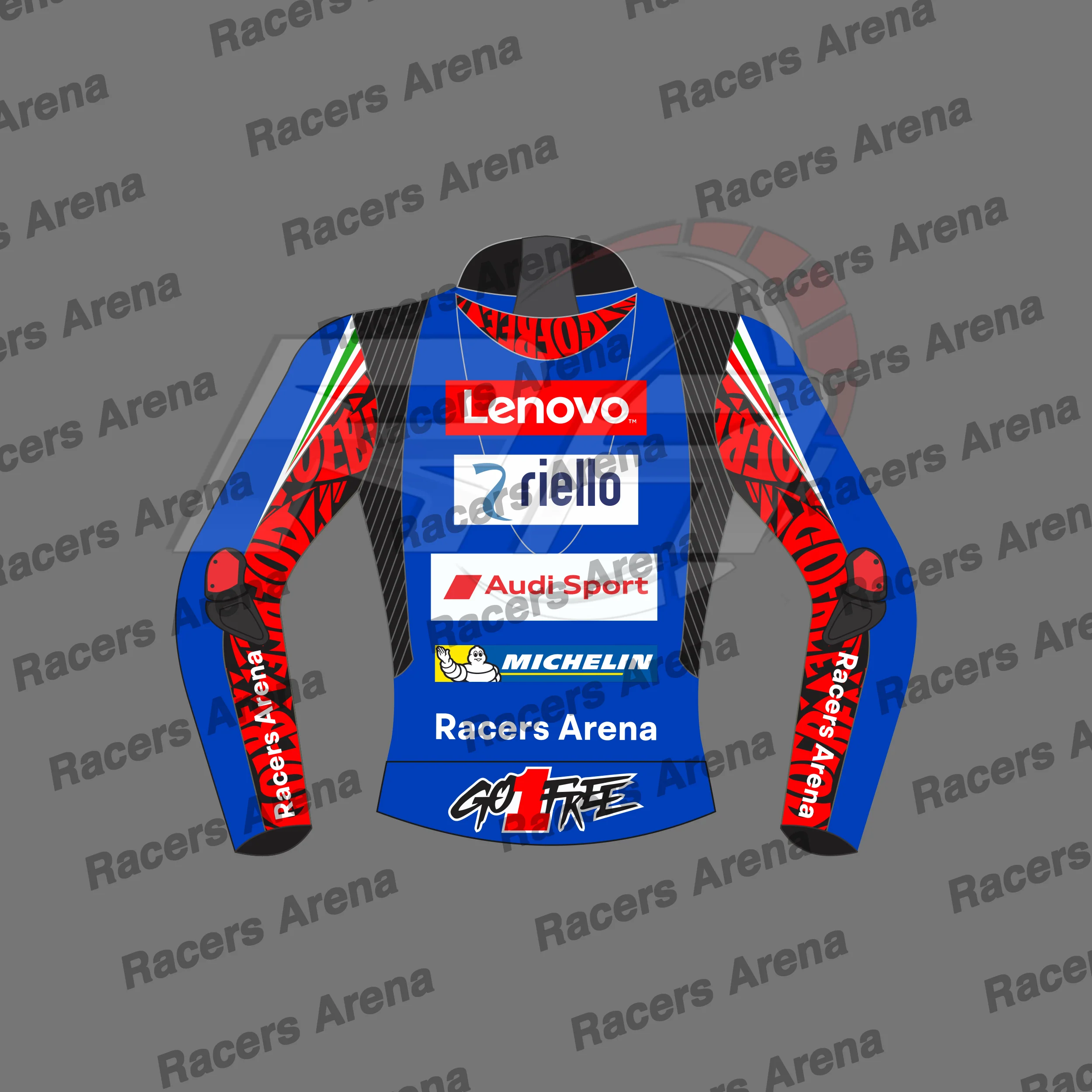 Francesco Bagnaia Veste de course en cuir de moto Ducati 2024 bleue – Image 3