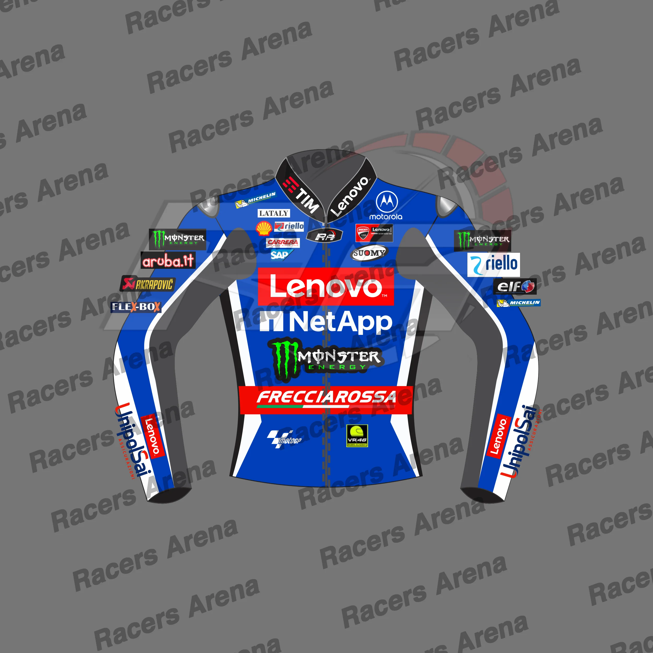 Francesco Bagnaia Veste de course en cuir de moto Ducati 2024 bleue – Image 2