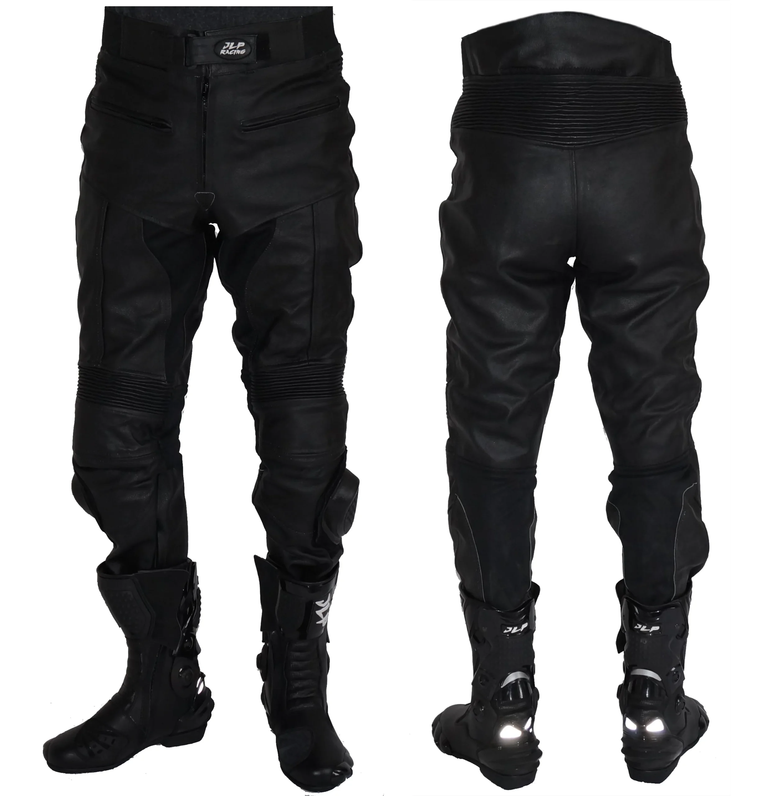 PANTALON CUIR MOTO PISTE ROUTE UNISEXE AVEC SLIDERS JLP RACING – Image 2