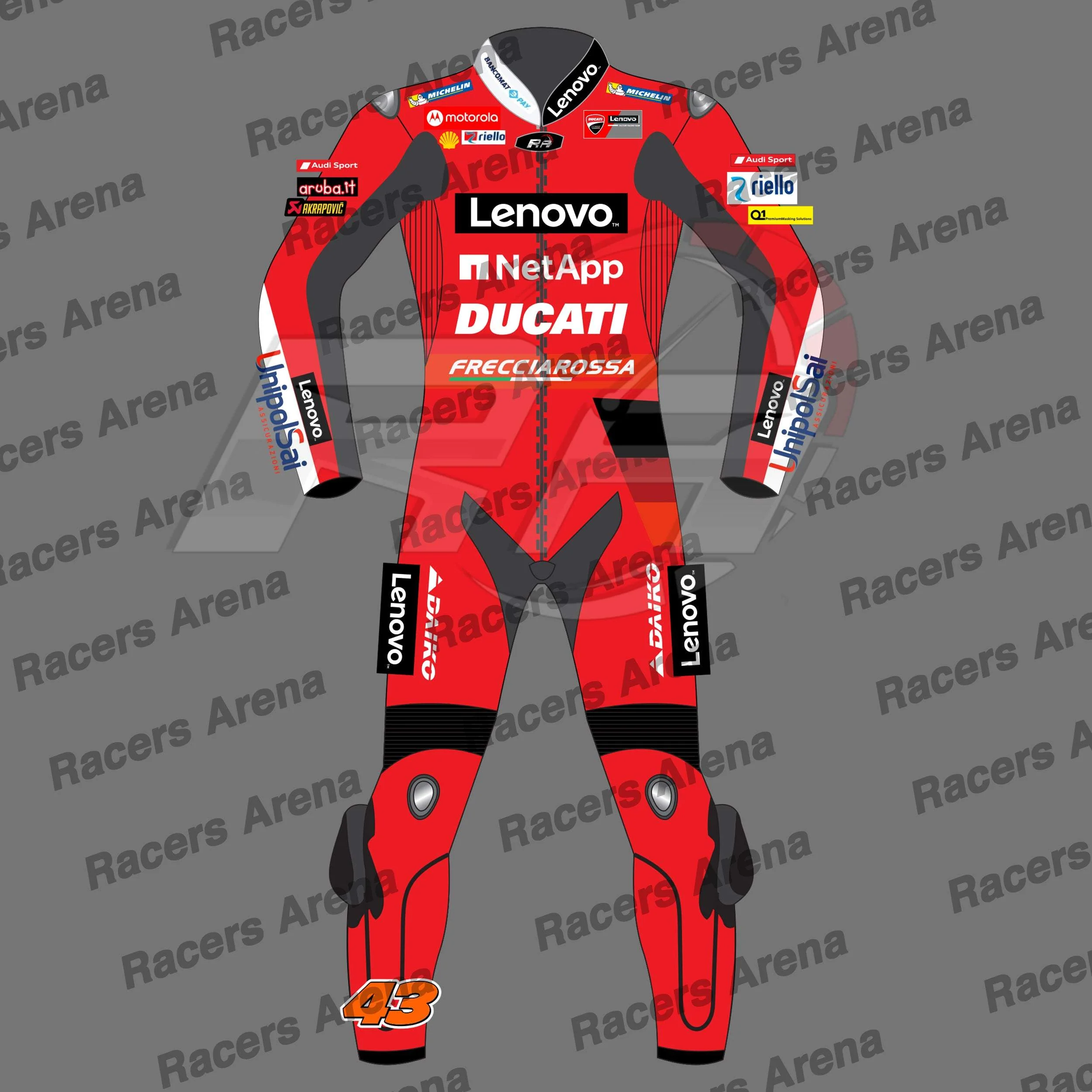 Combinaison de course en cuir pour moto Jack Miller Ducati Lenovo MotoGP 2022