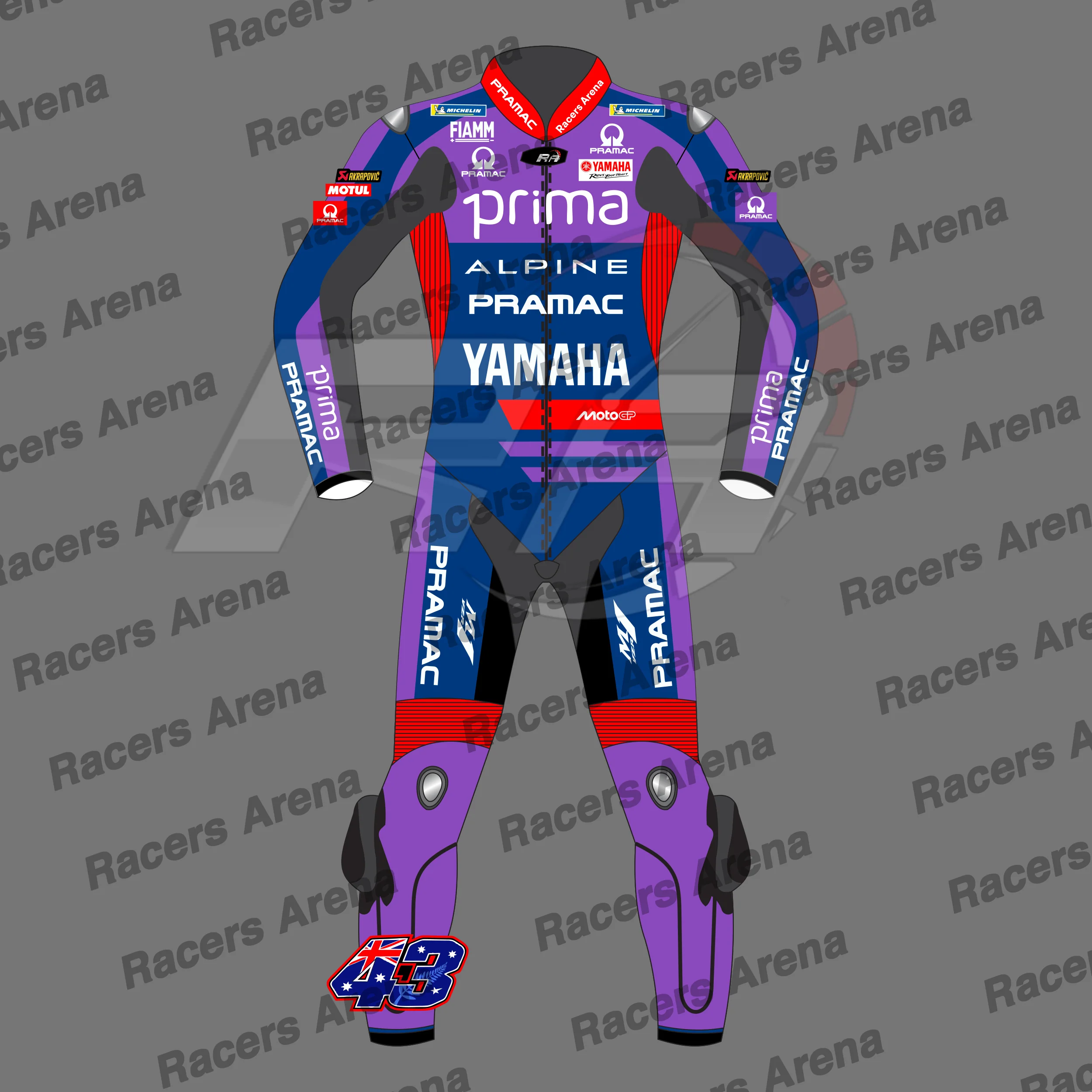 Combinaison de course en cuir Jack Miller Yamaha Pramac MotoGP 2025 – Image 2