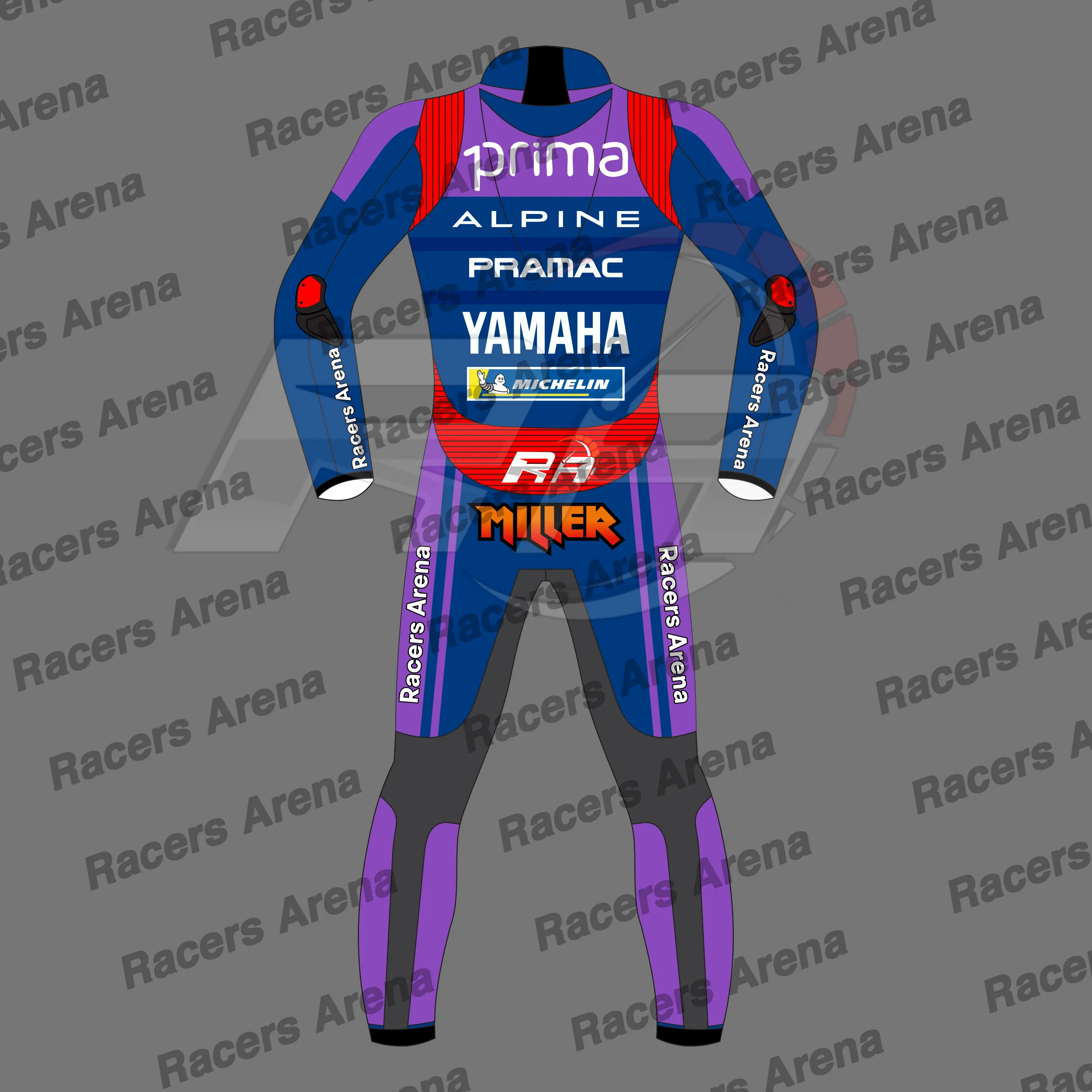 Combinaison de course en cuir Jack Miller Yamaha Pramac MotoGP 2025 – Image 3