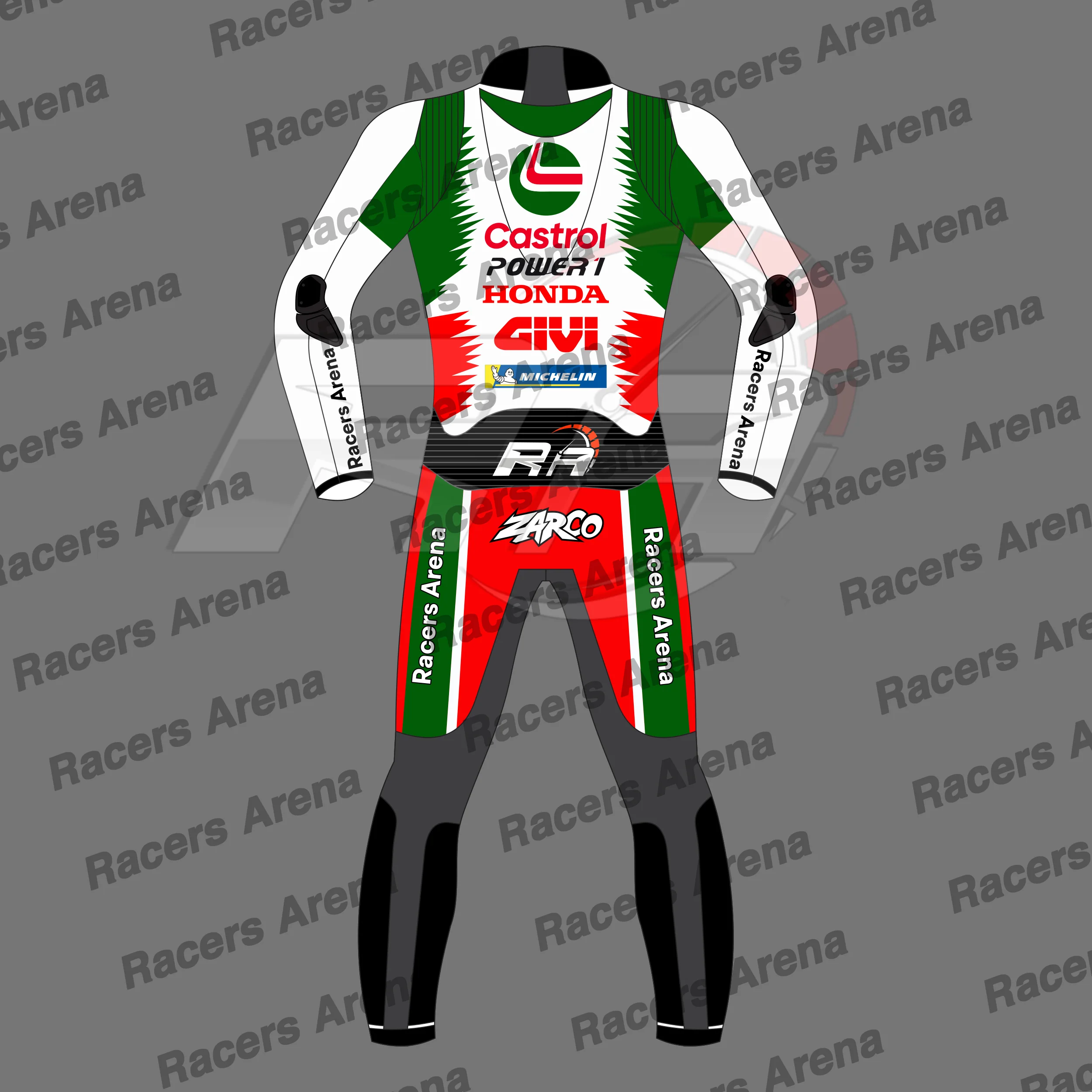 Combinaison de course moto en cuir Johann Zarco 2025 Honda Castrol – Image 3