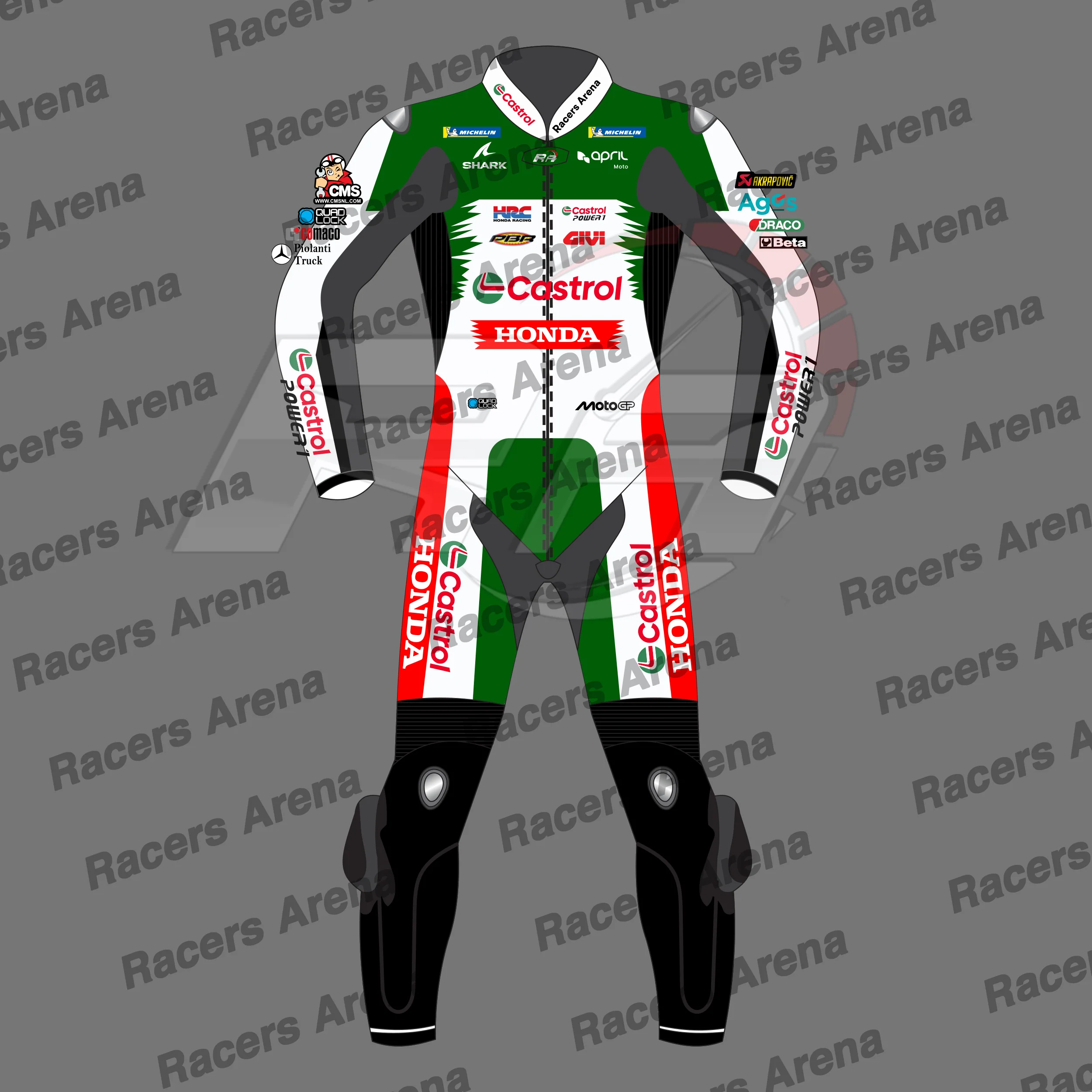 Combinaison de course moto en cuir Johann Zarco 2025 Honda Castrol – Image 2