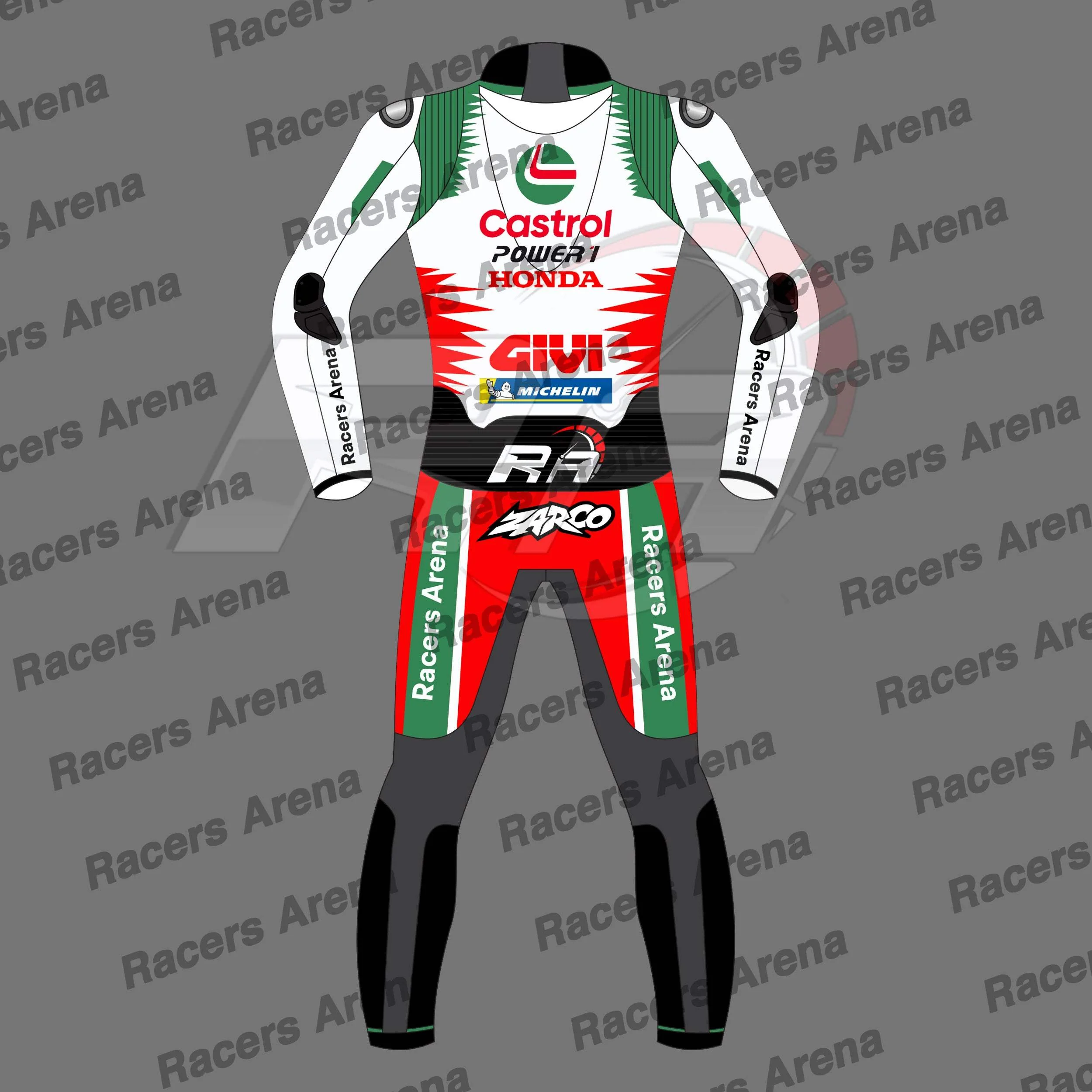 Combinaison de course en cuir pour moto Honda Castrol MotoGP 2024 de Johann Zarco – Image 3