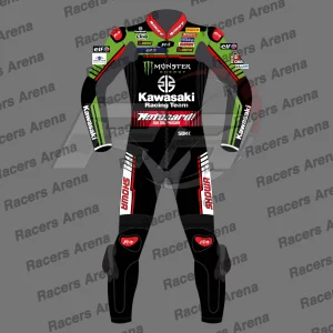 Combinaison de course en cuir pour moto de l'équipe Kawasaki WSBK 2022 de Jonathan Rea