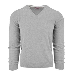 Leichter Schurwollpullover mit V-Ausschnitt