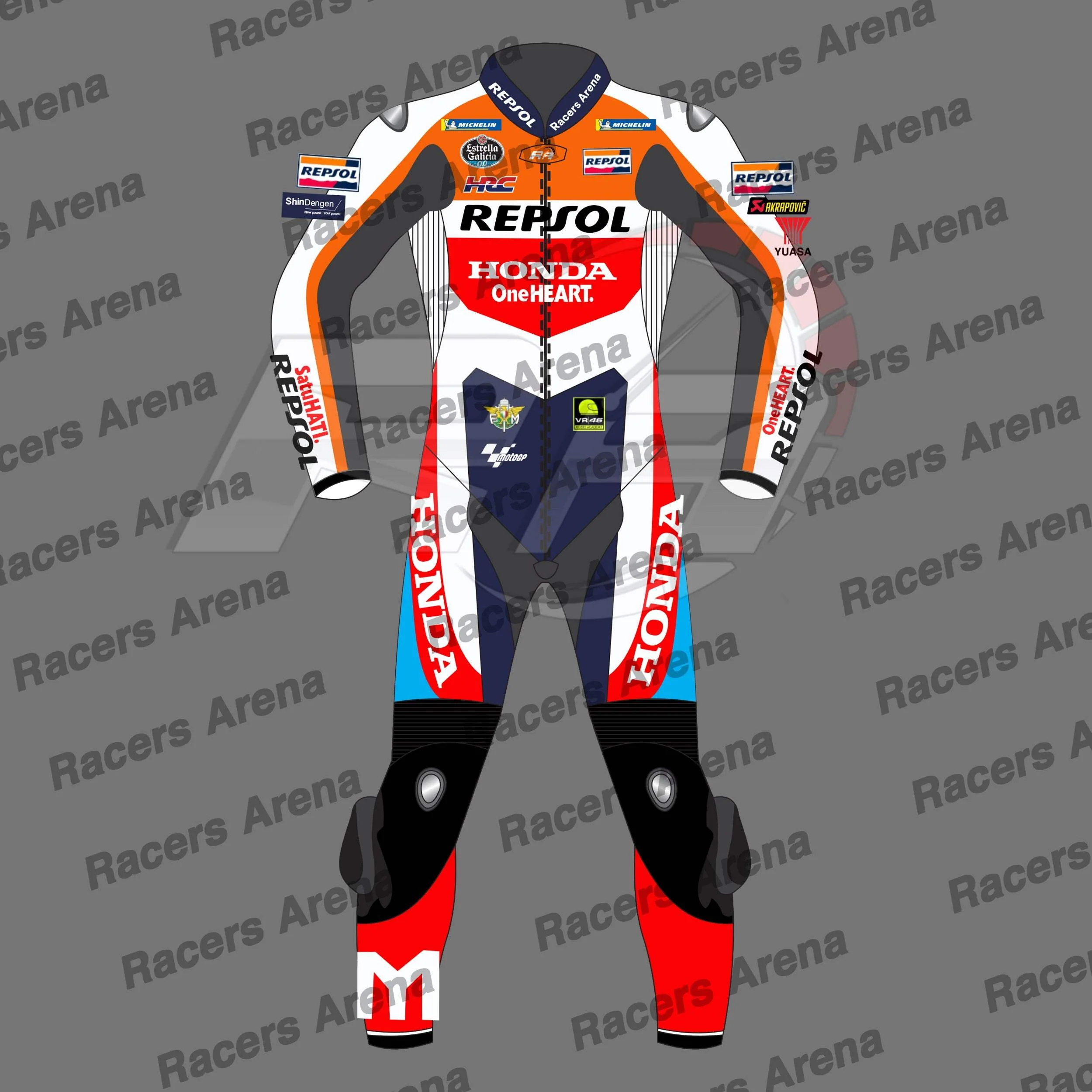 Combinaison de course en cuir pour moto Honda Repsol MotoGP 2024 de Luca Marini