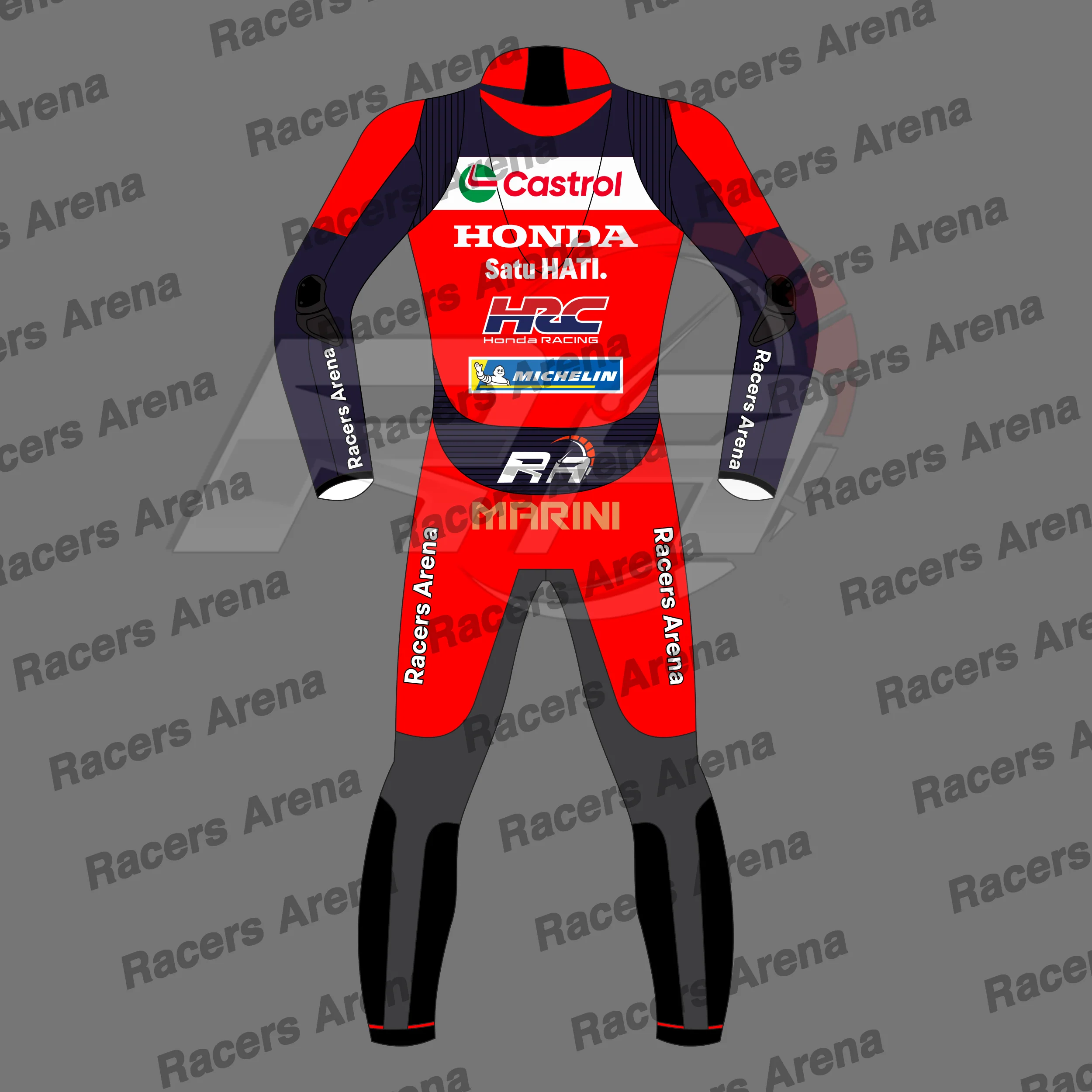 Combinaison de course en cuir pour moto Honda MotoGP 2025 de Luca Marini – Image 3