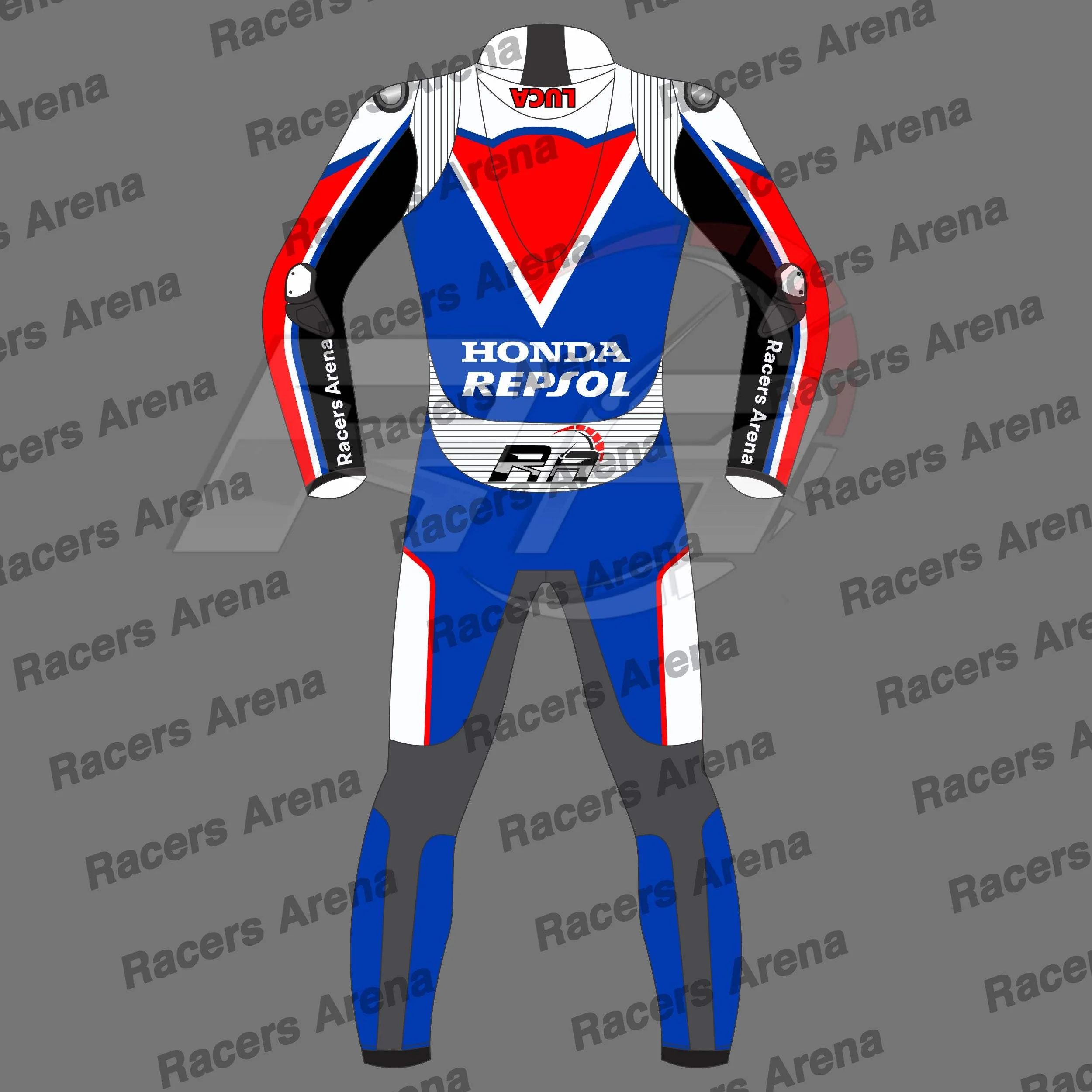 Combinaison de course en cuir pour moto Honda Repsol GP de Grande-Bretagne 2024 de Luca Mrini – Image 3