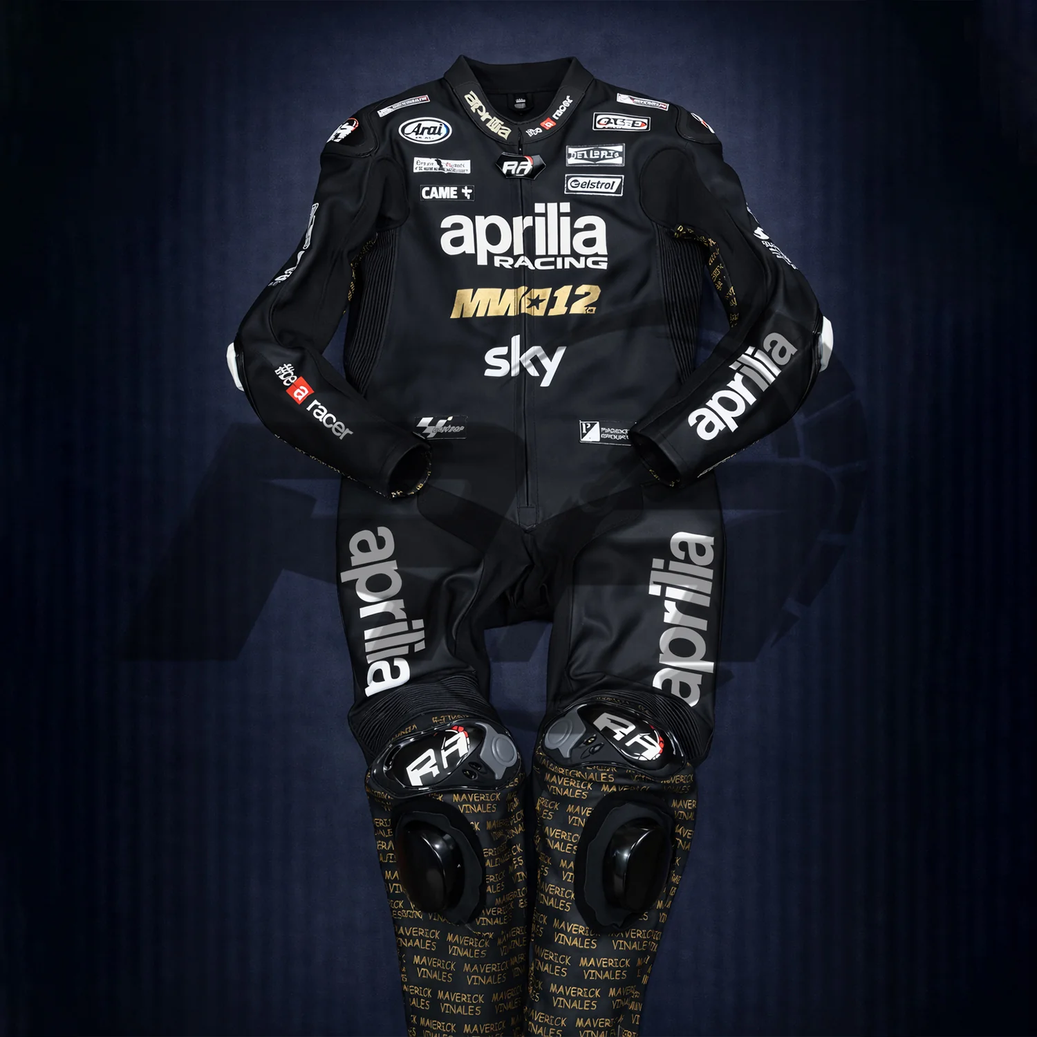Combinaison de course en cuir pour moto Aprilia Maverick Vinales Winter Test 2024 – Image 4