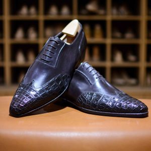 Le richelieu Milton à bout golf en cuir exotique