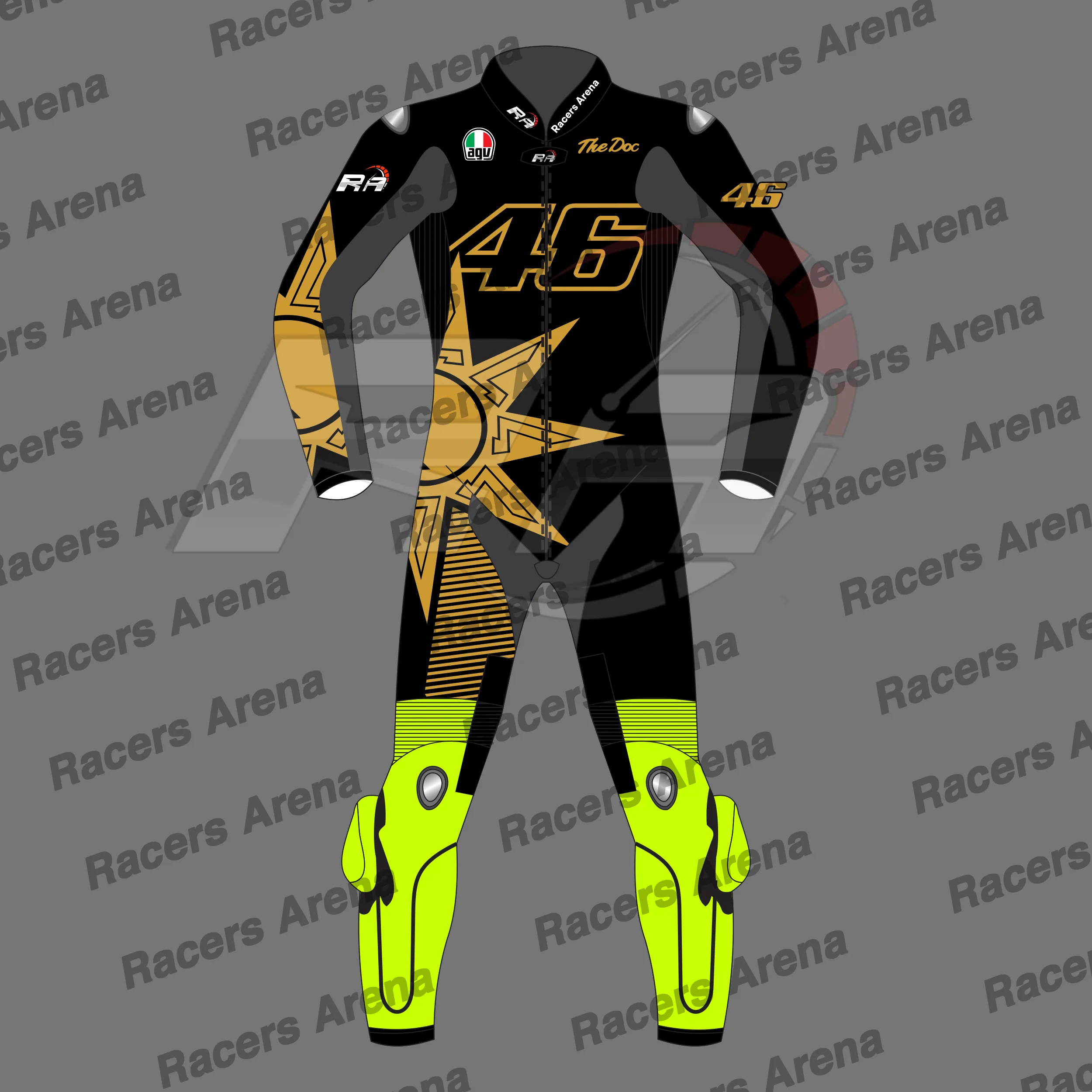 Combinaison de course en cuir pour moto Valentino Rossi, 46e anniversaire