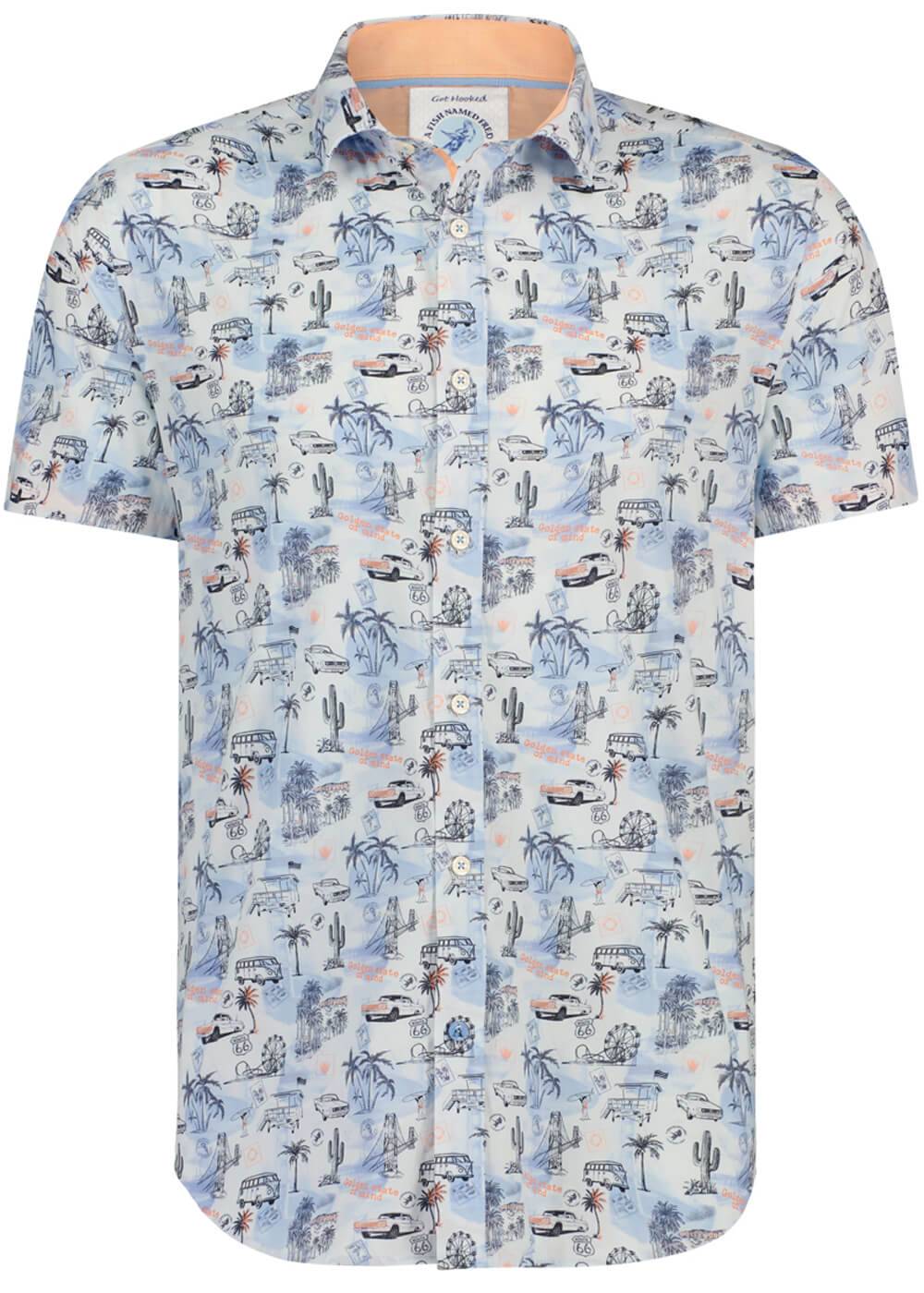 A Fish Named Fred Carte de la Côte Ouest Chemise à Courtes Manches Bleu Clair – Image 2