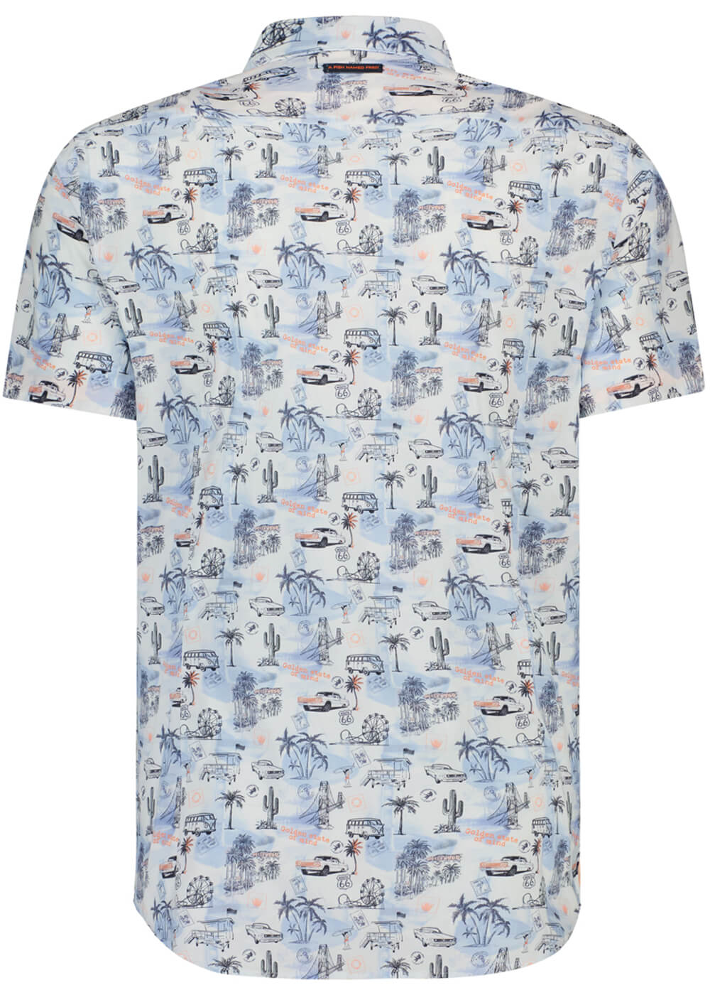 A Fish Named Fred Carte de la Côte Ouest Chemise à Courtes Manches Bleu Clair – Image 3