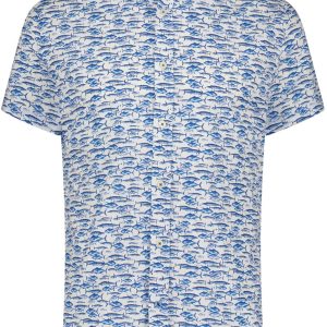 A Fish Named Fred Fishes Chemise à Manches Courtes Jean Bleu