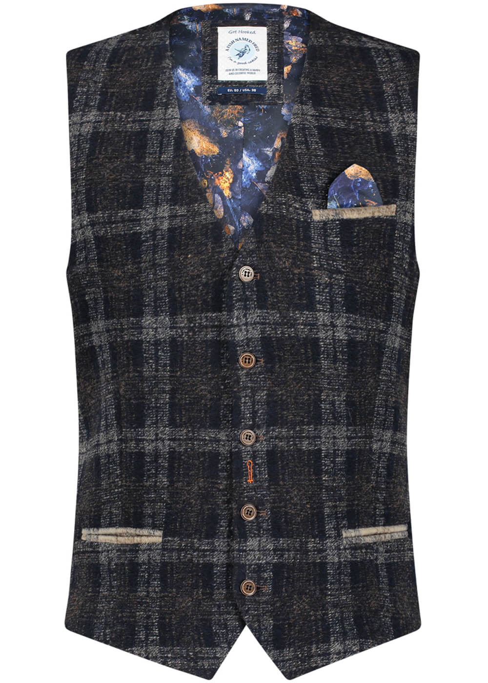 A Fish Named Fred Gilet en Laine à Carreaux Chocolat