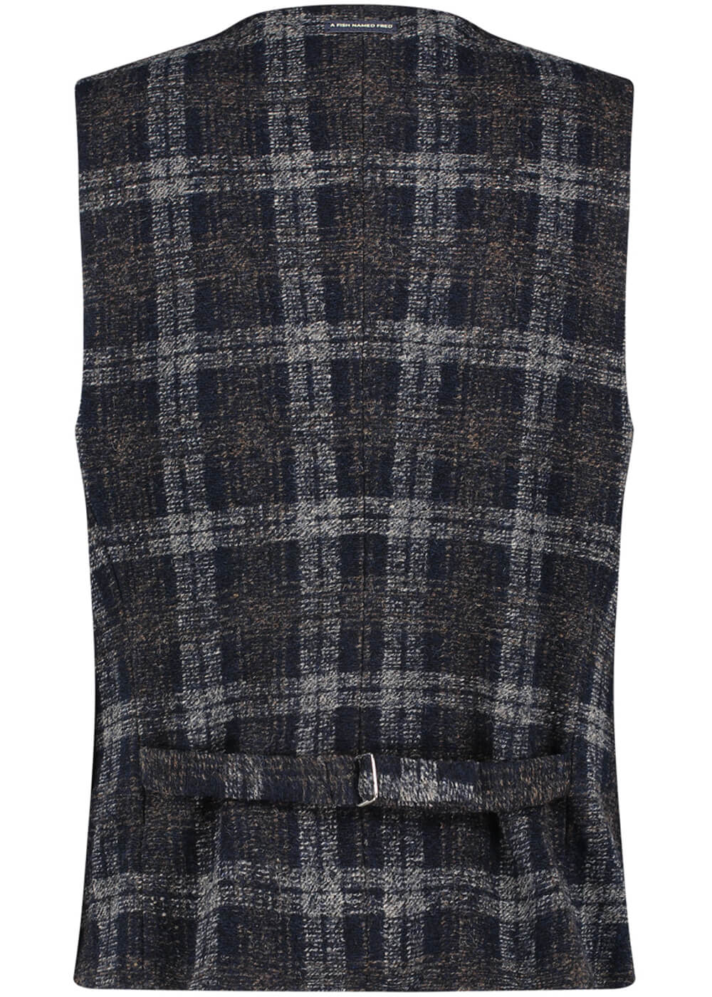 A Fish Named Fred Gilet en Laine à Carreaux Chocolat – Image 4