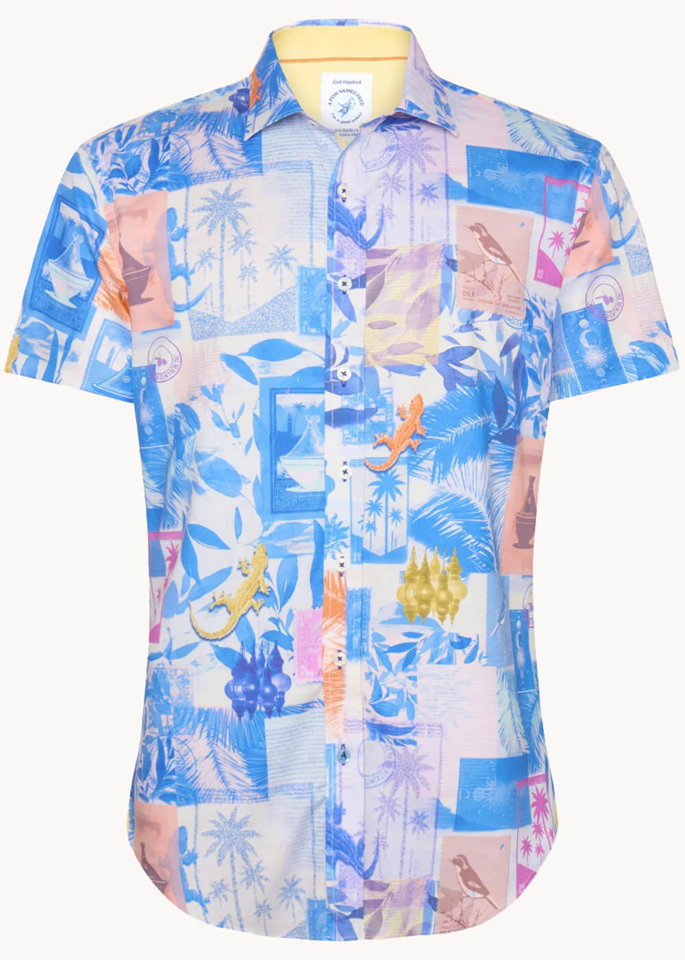 A Fish Named Fred Chemise Collage Bleue