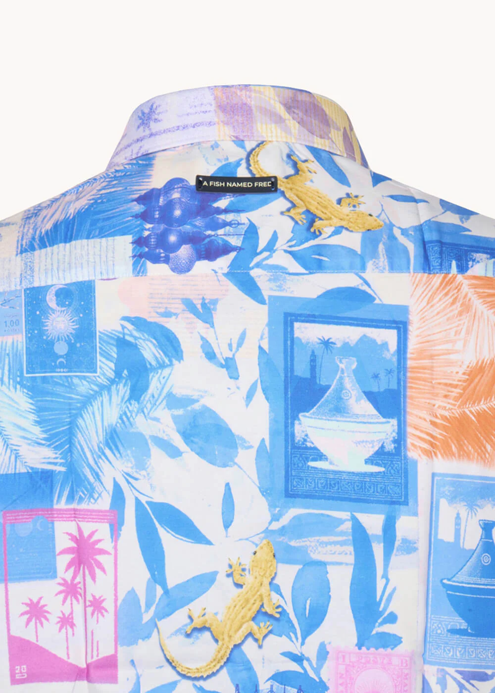 A Fish Named Fred Chemise Collage Bleue – Image 4