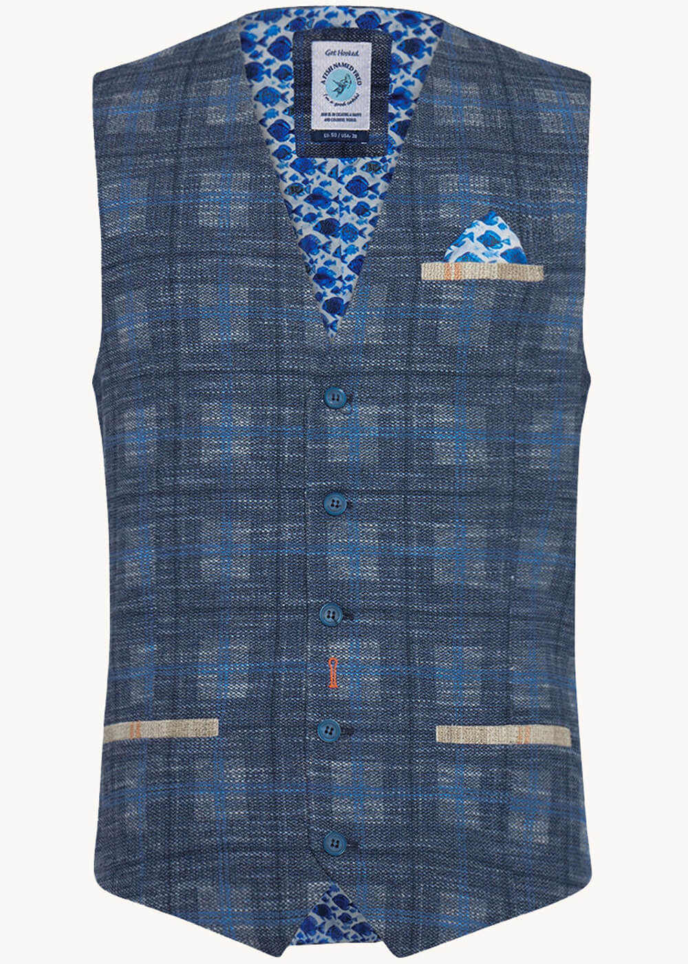 A Fish Named Fred Gilet Grand Carreau Bleu Cobalt
