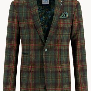 A Fish Named Fred Blazer en Laine Tartan Vert Foncé