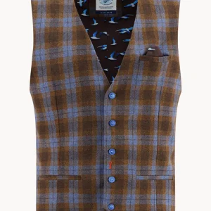 A Fish Named Fred Gilet Tartan Marron