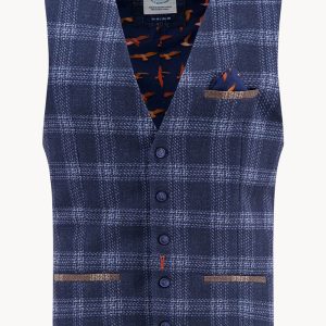 A Fish Named Fred Travel Windowpane Gilet Blauw