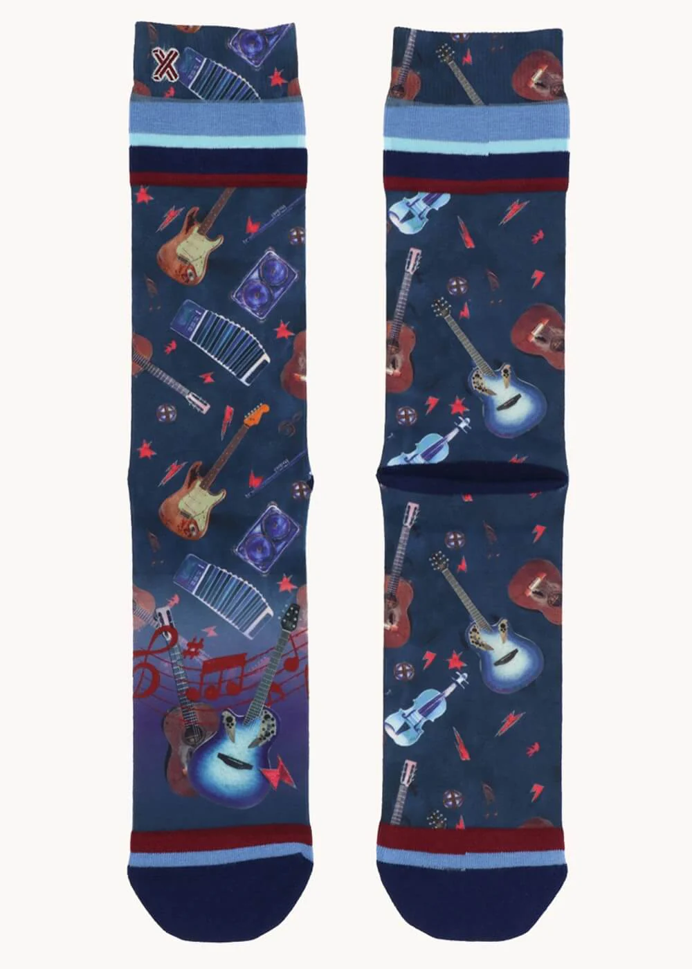 A Fish Named Fred Divers Chaussettes Guitares Navy – Image 3