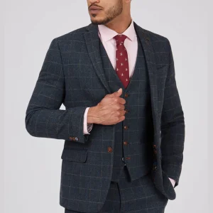 Antique Rogue Heren Dax Herringbone Jacket Colbert Teal