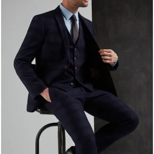 Antique Rogue Homme Ryder Gilet à Carreaux Marine