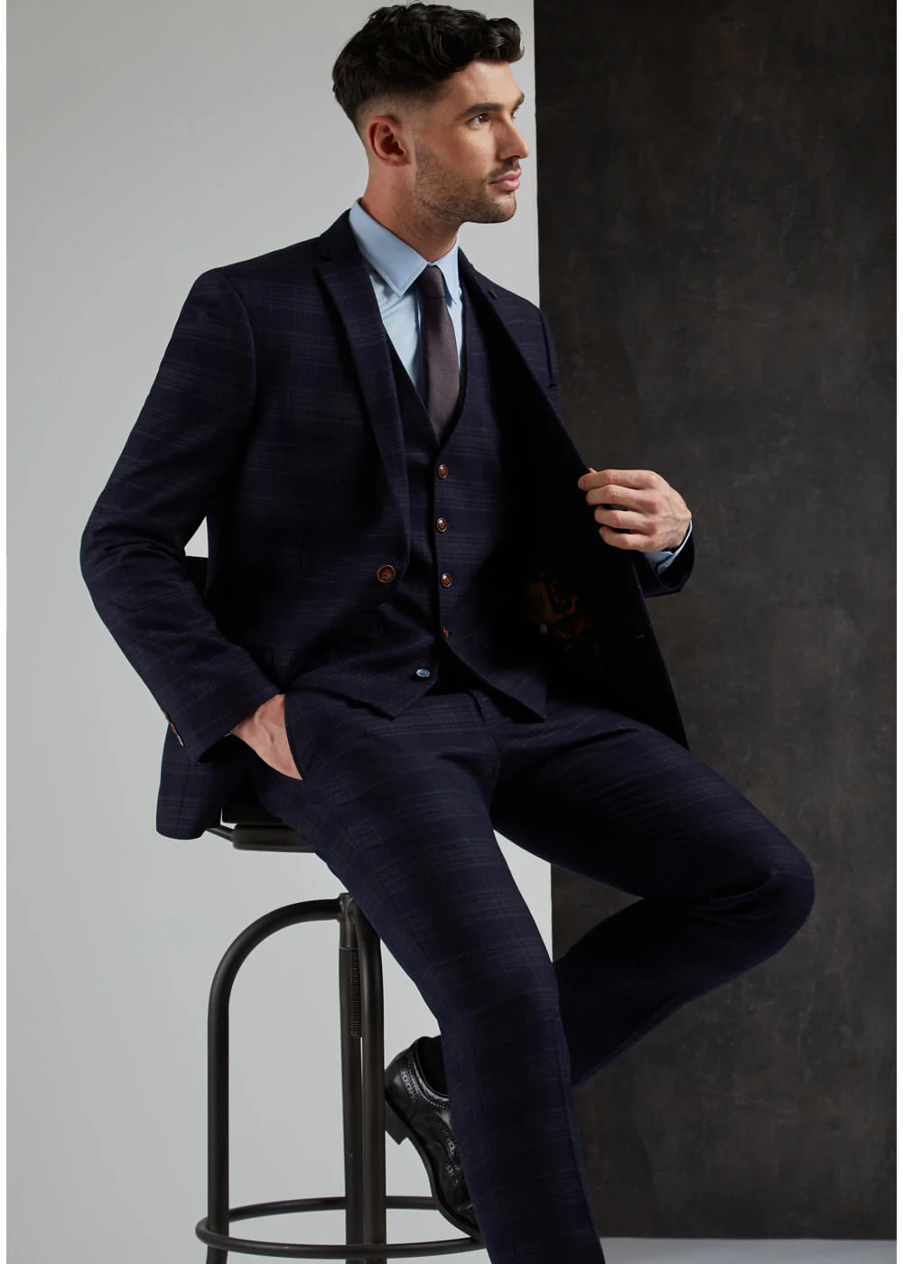 Antique Rogue Homme Ryder Gilet à Carreaux Marine