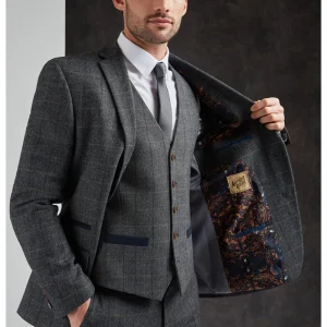 Antique Rogue Homme Emerson Herringbone Veste Grise Bleue