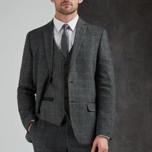 Antique Rogue Homme Emerson Herringbone Gilet Gris Bleu