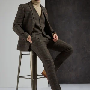 Antique Rogue Homme Doyle Herringbone Pantalon Marron Orange