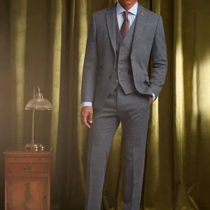 Antique Rogue Gilet en Tweed à Carreaux Lenox Denim Marron