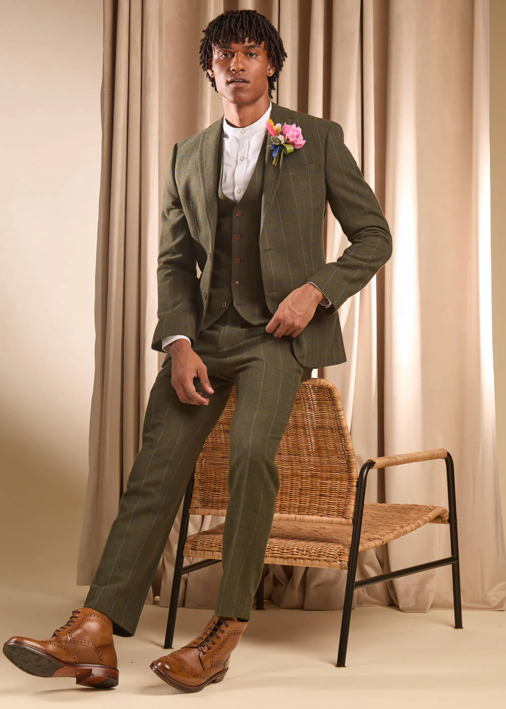 Antique Rogue Hooper Check Tweed Pantalon Broek Groen Blauw