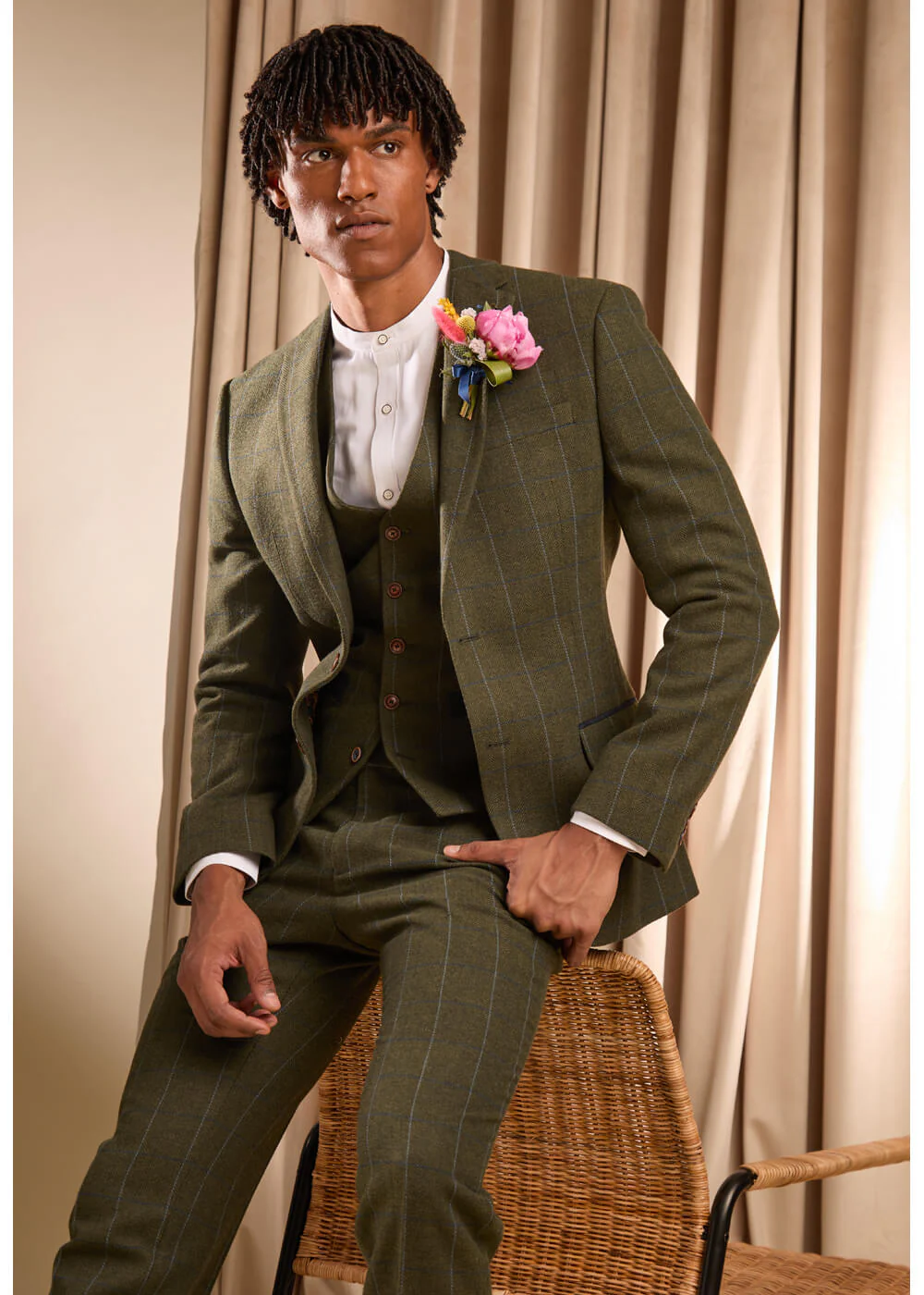 Antique Rogue Hooper Check Tweed Pantalon Broek Groen Blauw – Image 3