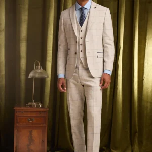 Antique Rogue Powell Check Tweed Blazer Taupe