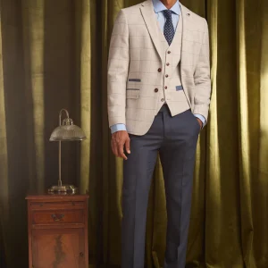 Antique Rogue Powell Check Tweed Gilet Taupe