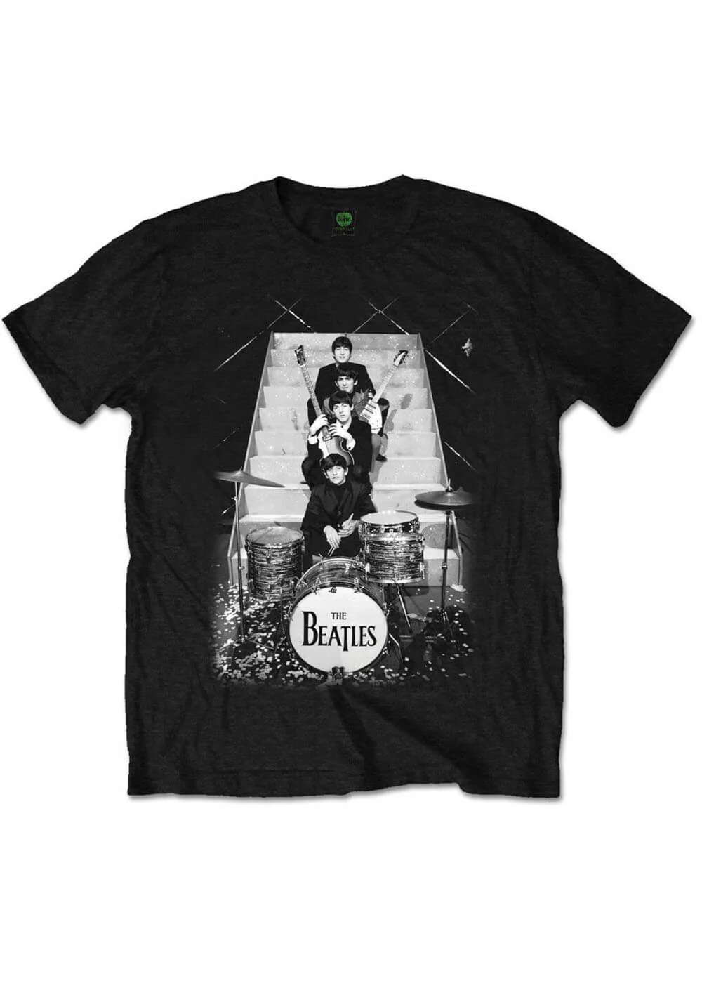 Band Shirts Beatles Stage Stairs T-Shirt Noir – Image 2