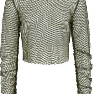 Banned Alternative Zoey Fishnet Top Army Groen