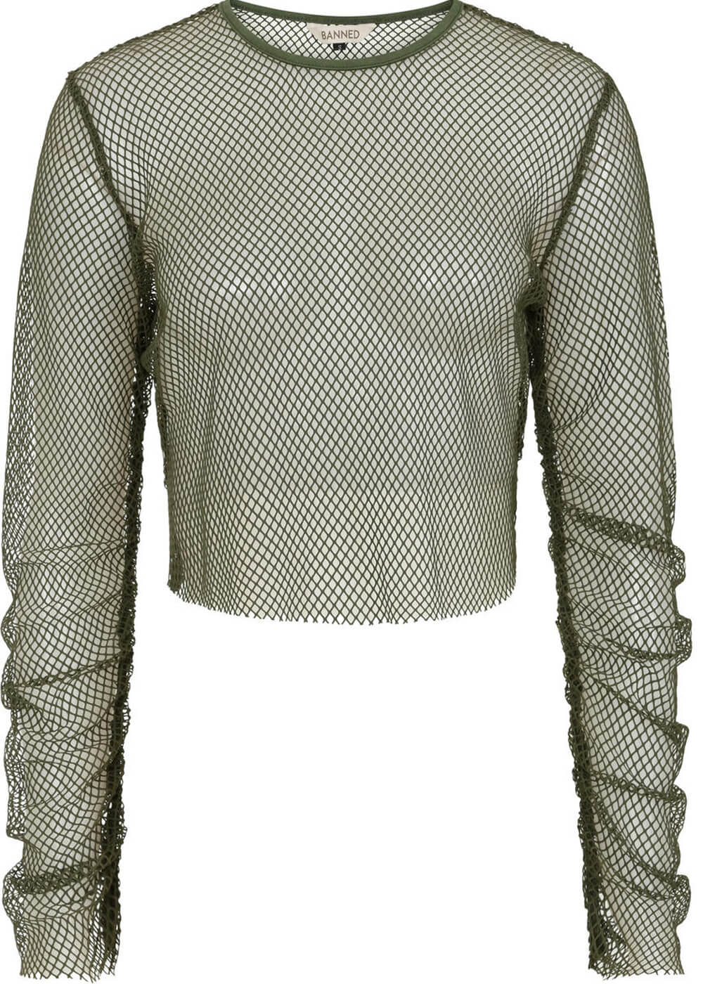Banned Alternative Zoey Fishnet Top Army Groen